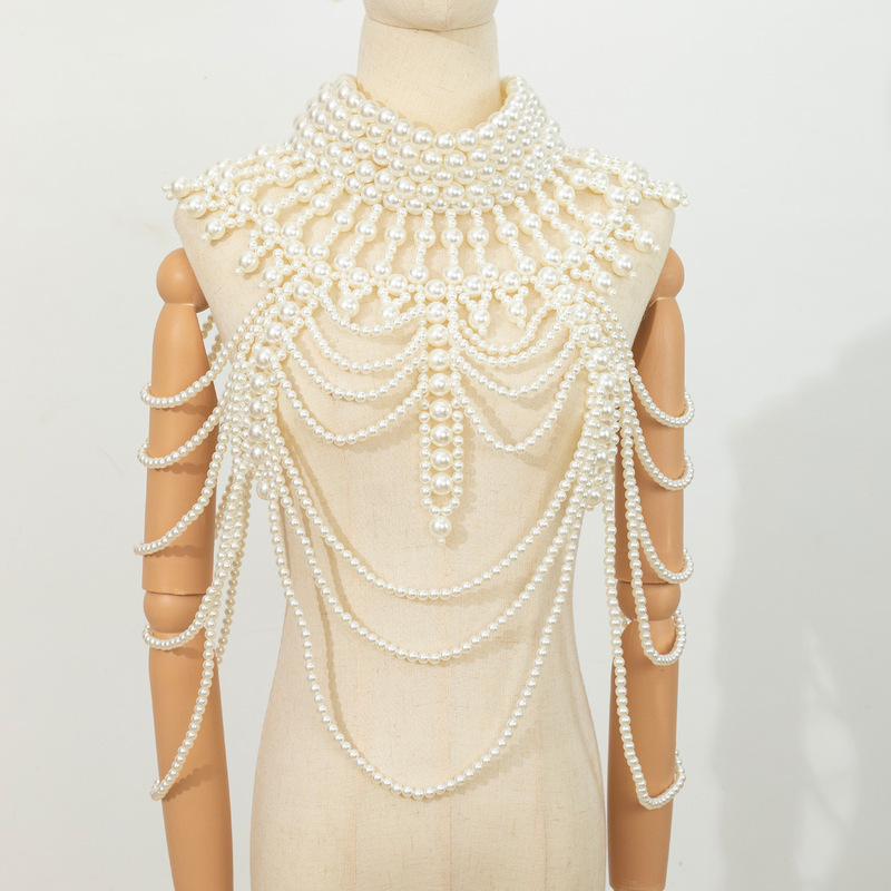 Cross-Border Popular European and American Style Slimming and Sexy Exaggerated Handmade Beaded Multi-Layered Pearl Shawl Sexy Body Chain
