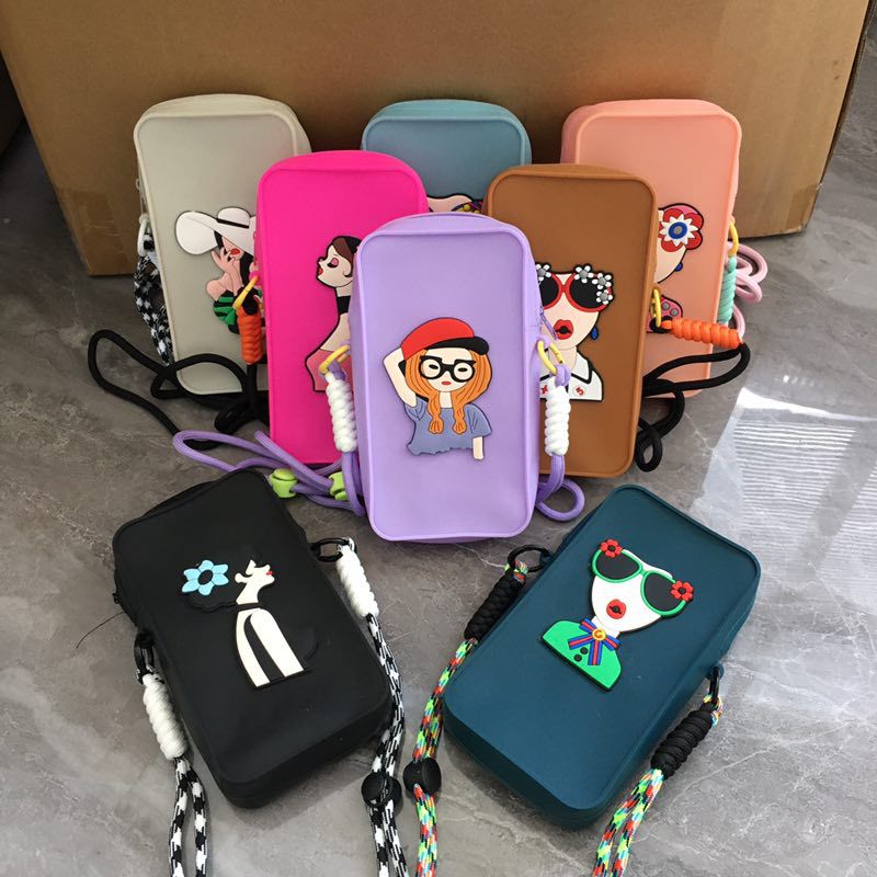 Silikon-Handytasche, Cartoon-Umhängetasche, tragbare Geldbörse, niedliche Mini-Schultertasche für Schülerinnen, Stress-Relief-Bubble-Tasche