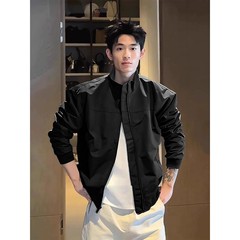 美式立领飞行员夹克外套男款秋季ootd硬汉穿搭短款正肩廓形棒球服