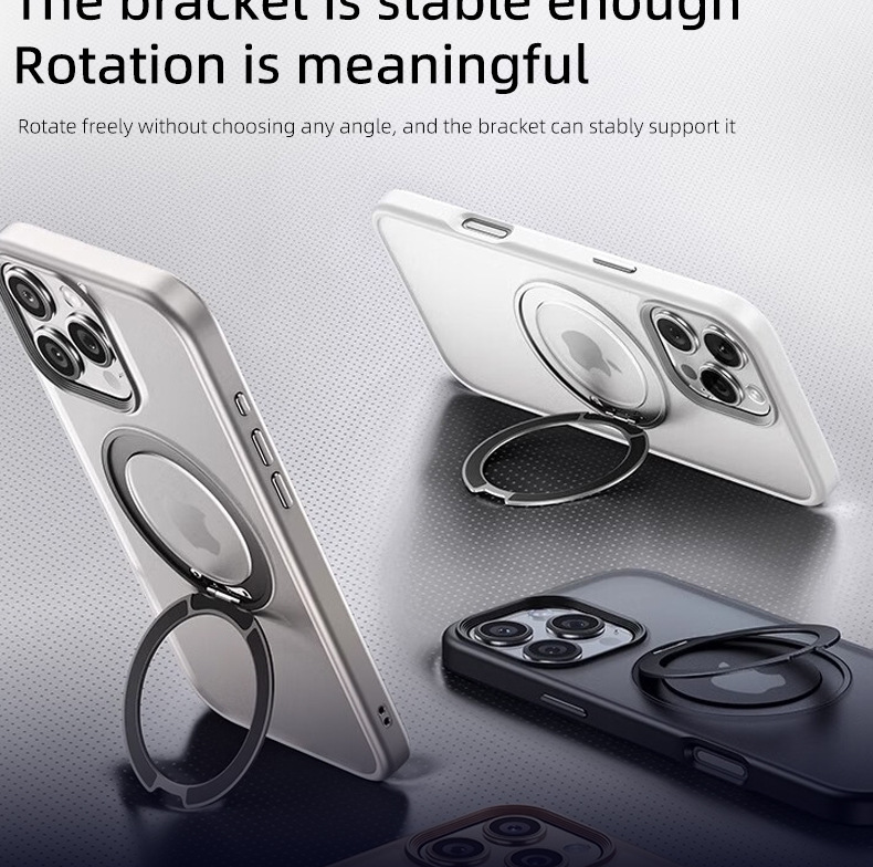 Suitable for Iphone16Pro Mobile Phone Case Fulcrum Transparent Magsafe Magnetic Stand Apple 16 New Anti-Fall Case