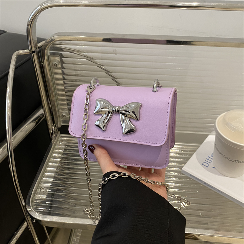 Bolsa de hombro de cadena sólida coreana de textura extranjera simple 2025 verano nuevo mini bolso cuadrado bolso de mujer