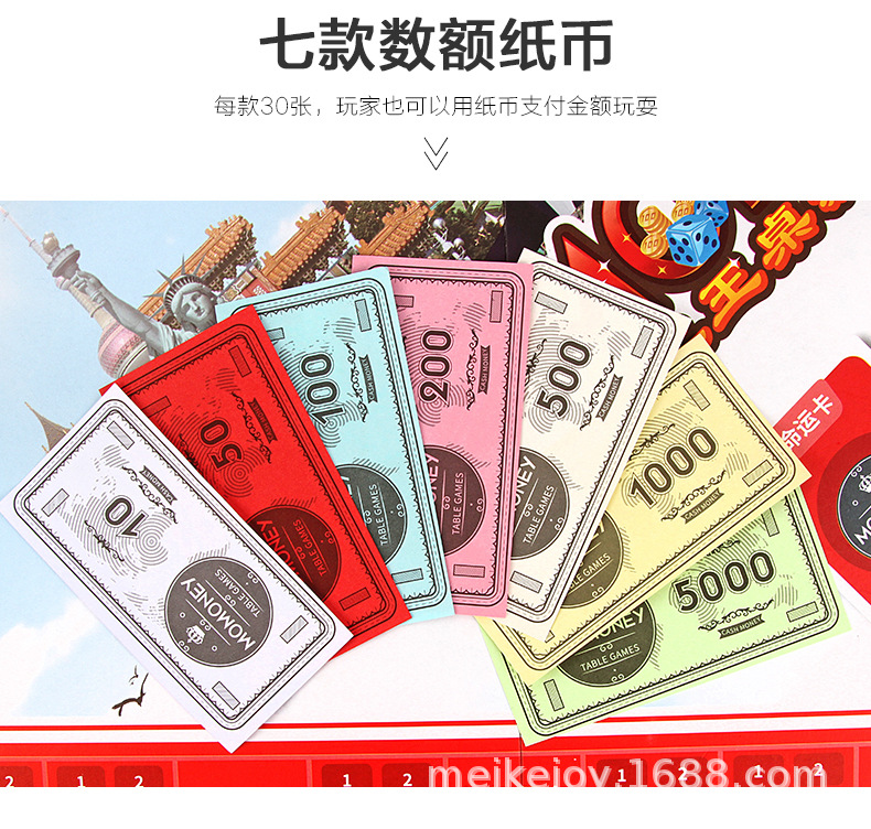 Manufacturer Wholesale Direct Sales Monopoly King of Real Estate Game Chess and Card Table Game Paper Gold Coin Supplement Pack [Accessories