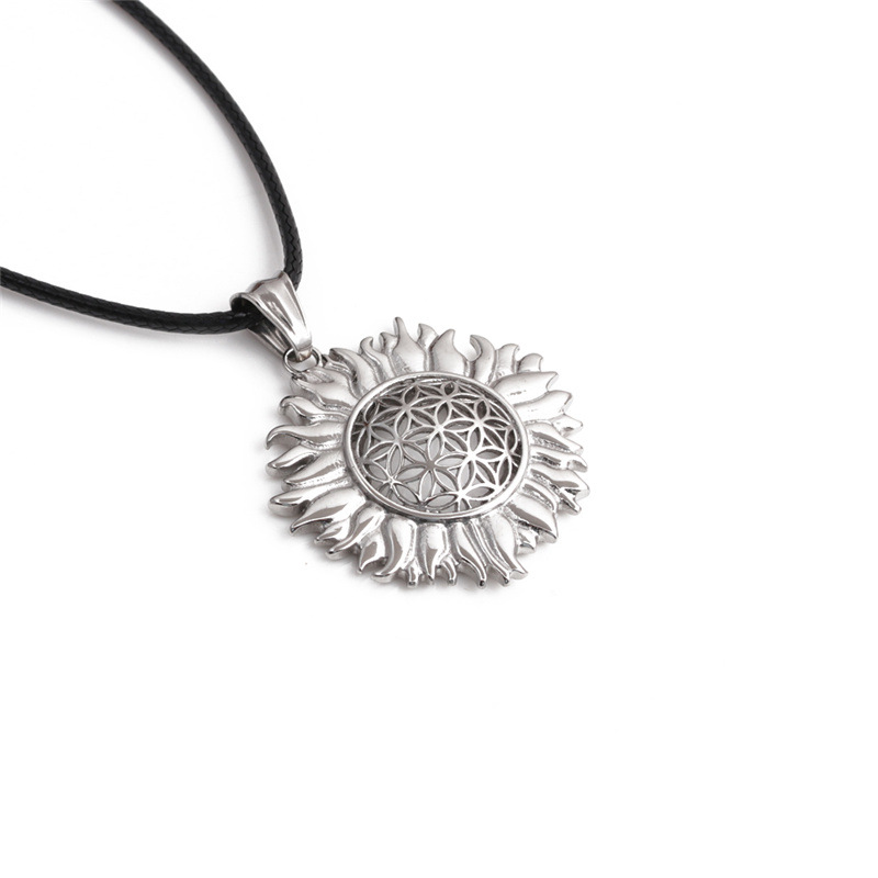 fashion simple sun flower pendant stainless steel necklacepicture10