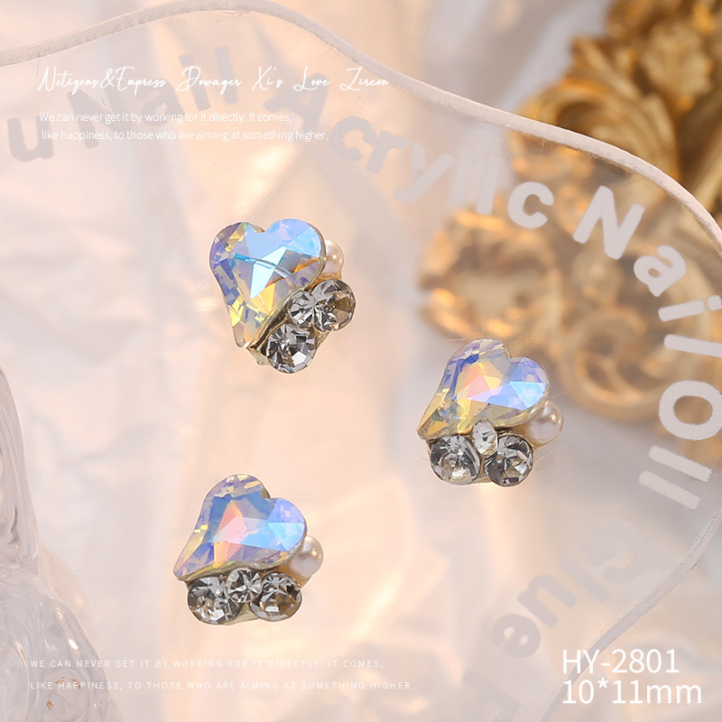 Celebridad en línea Maillard joyería de uñas de cristal pila diamante producto terminado flash torcido corazón grasa cuadrado hecho a mano perla joyería de uñas