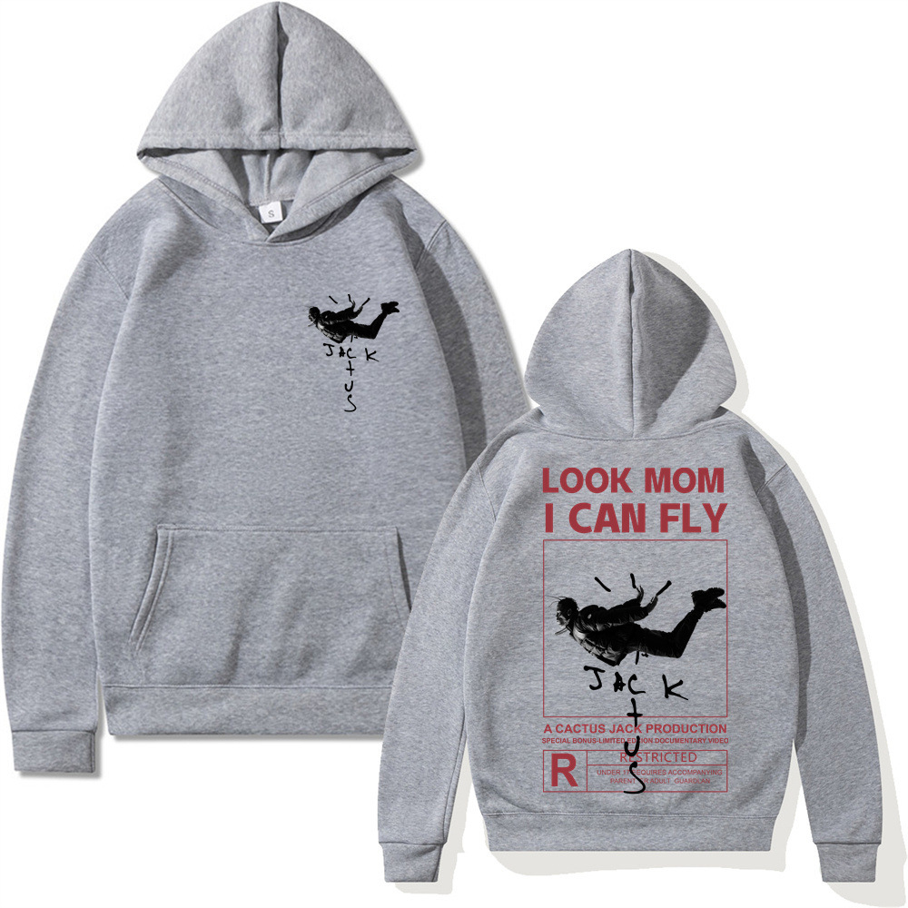 Cactus Jack Hoodies Rocky LOOK MOM I CAN FLY Gráficos Men's