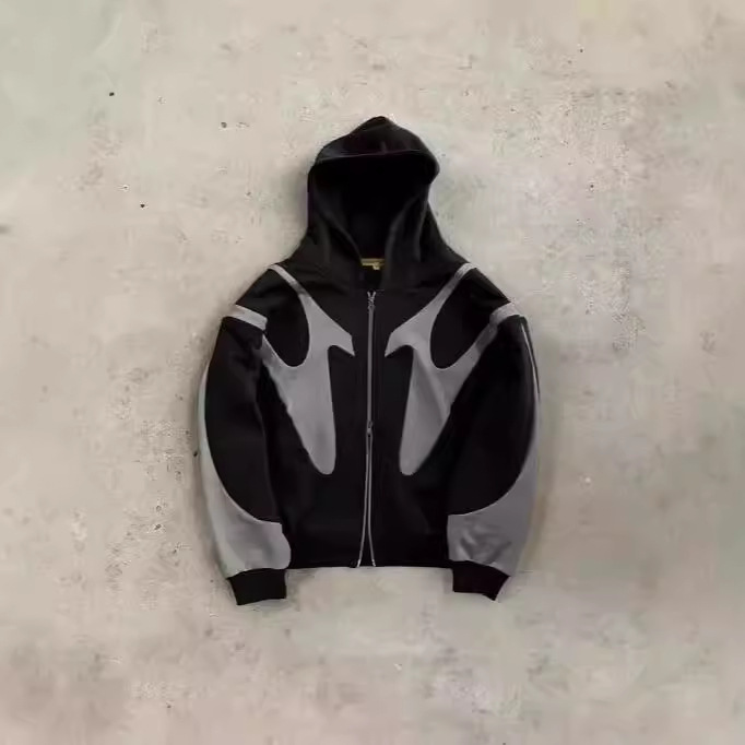 スポット欧米の秋冬の個性的な街頭のゴシックはファッションをつなぎ合わせて帽子のシャツのY2Kの原宿の風のコートのパーカーの卸売りをつなぎます。|undefined