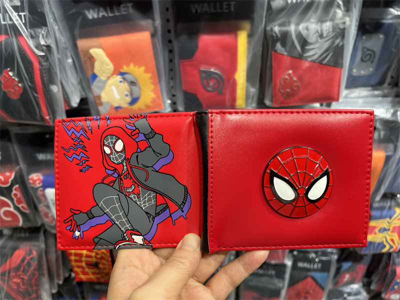 Cartoon Spider-Man niños estudiantes billetera corta para niños PU piel bolso de cambio bolso de mano bolso de tarjetas vengadores