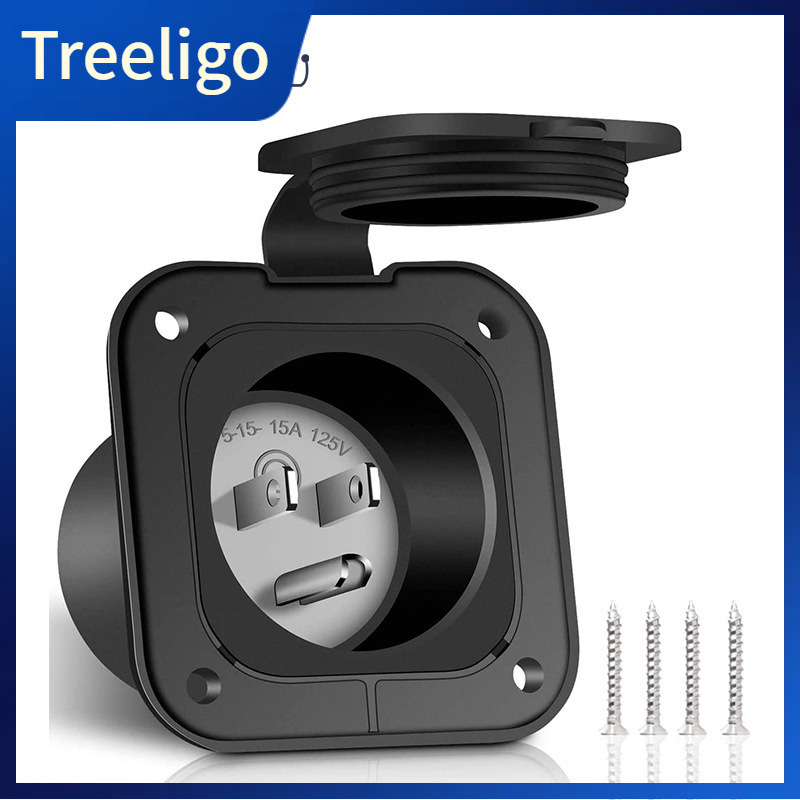 厂家批发NEMA 5-15 美式防水插座15A125V房车带防水盖插头美标ETL