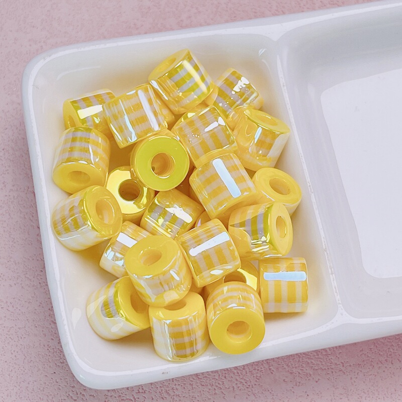 高品uv光学メッキカラー樹脂ストライプ円柱バレルビーズ手作りdiyブレスレットネックレスビーズアクセサリーアクセサリー|undefined