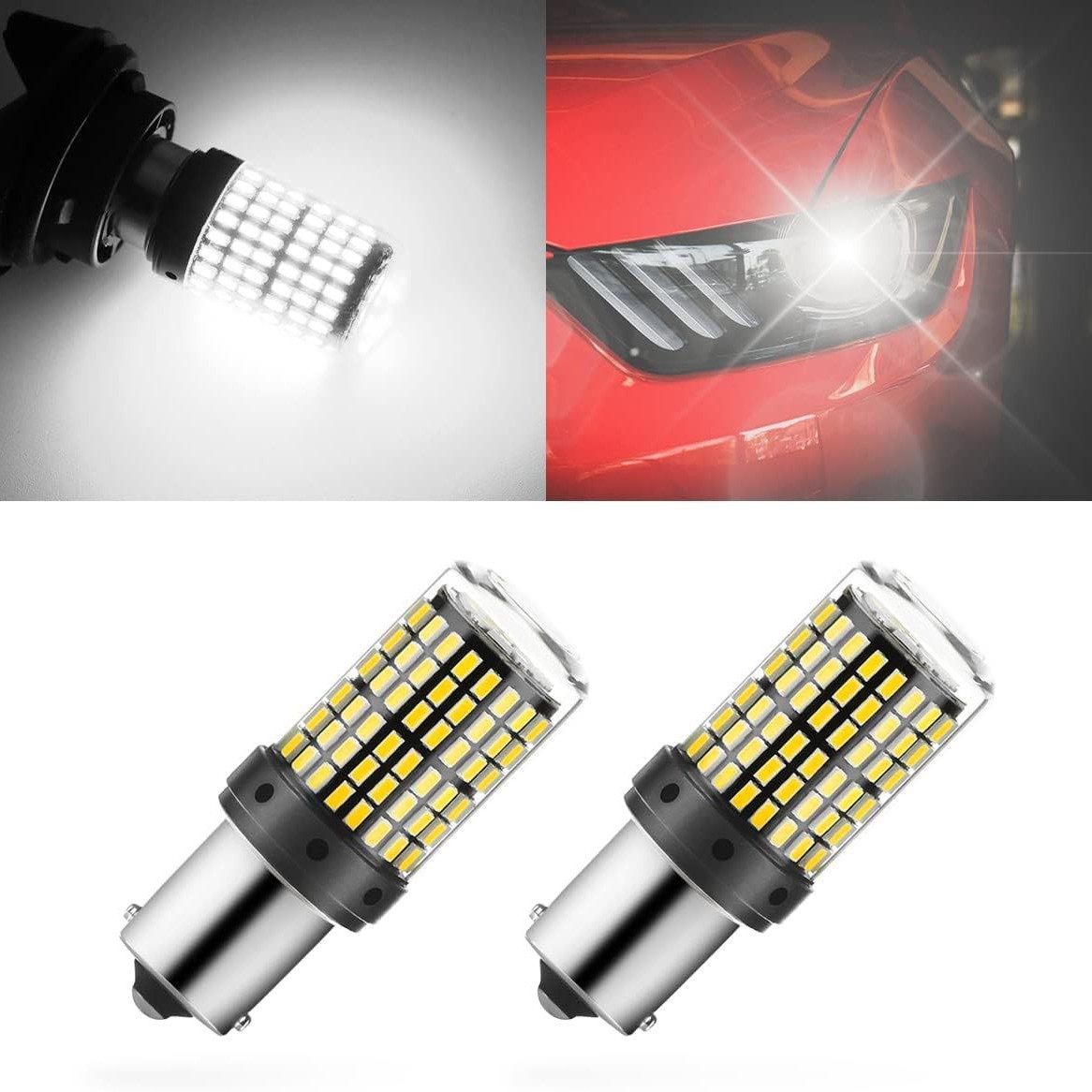Ventas transfronterizas calientes de automóviles LED luces de marcha atrás luces de dirección 1156 T20 3014 144SMD luces de freno 1157 image 6