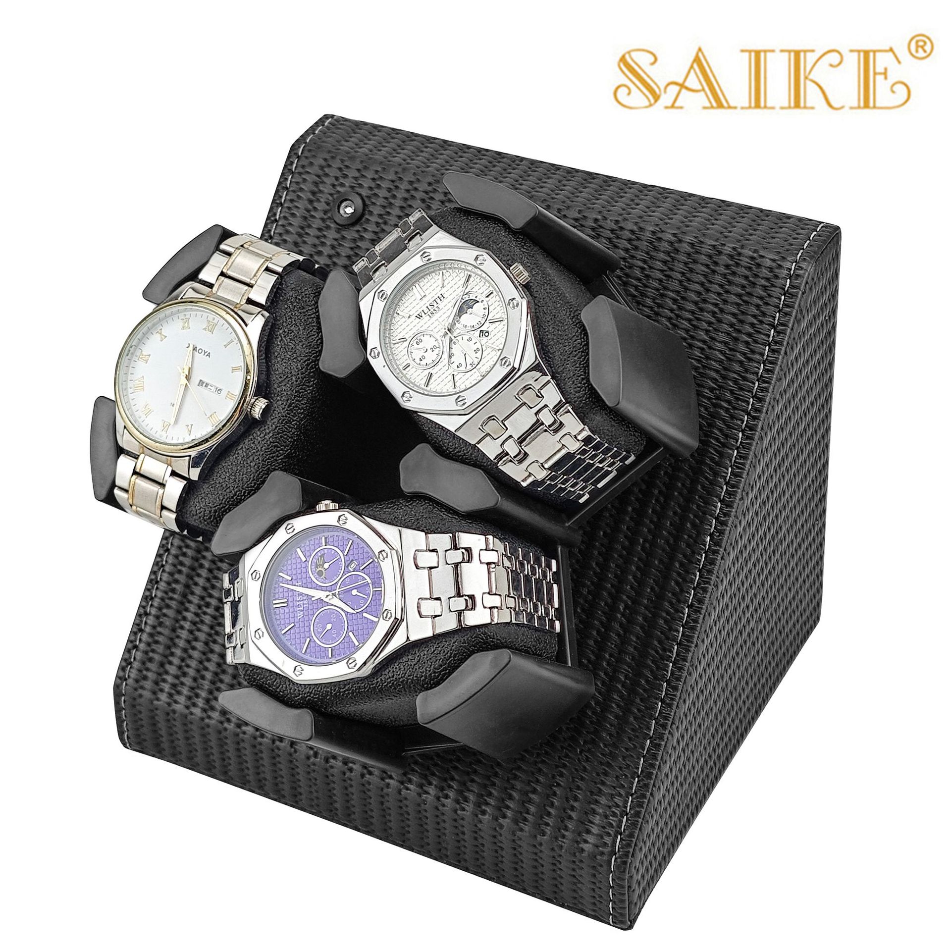 现货批发全智能高档皮革3表位自动机械表摇表上链器主动静音表盒