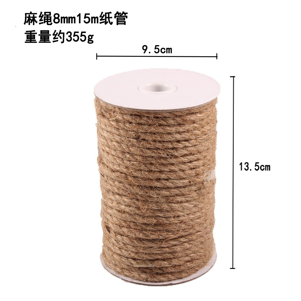 Cuerda de cáñamo de protección del medio ambiente, cuerda hecha a mano de bricolaje, decoración, embalaje, etiqueta, cuerda de cáñamo 1mm-20mm, varias especificaciones de grosor