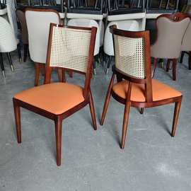 批发实木白蜡木餐椅酒店藤椅餐厅酒店电动桌包房木椅子接待靠背椅