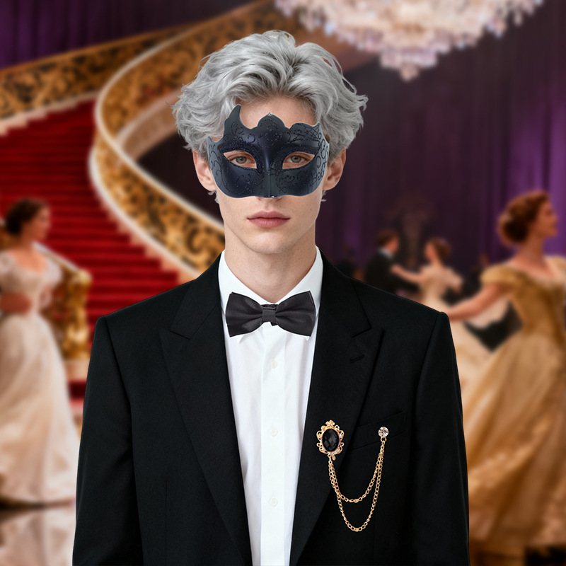 Amazon venta caliente máscara de encaje pintada para adultos media cara set corbata caballero alto sentido set de fiesta