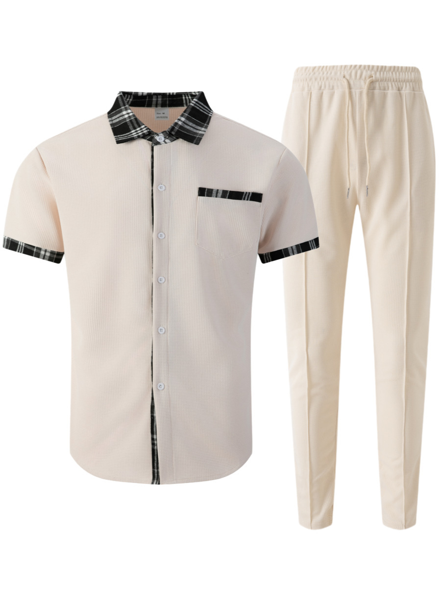 Completo uomo camicia e pantaloni in tessuto nido d'ape_voghion.com