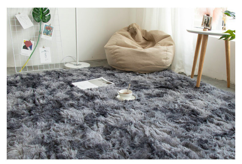 Tapete redondo nórdico para sala e quarto de lã e seda macia_voghion.com