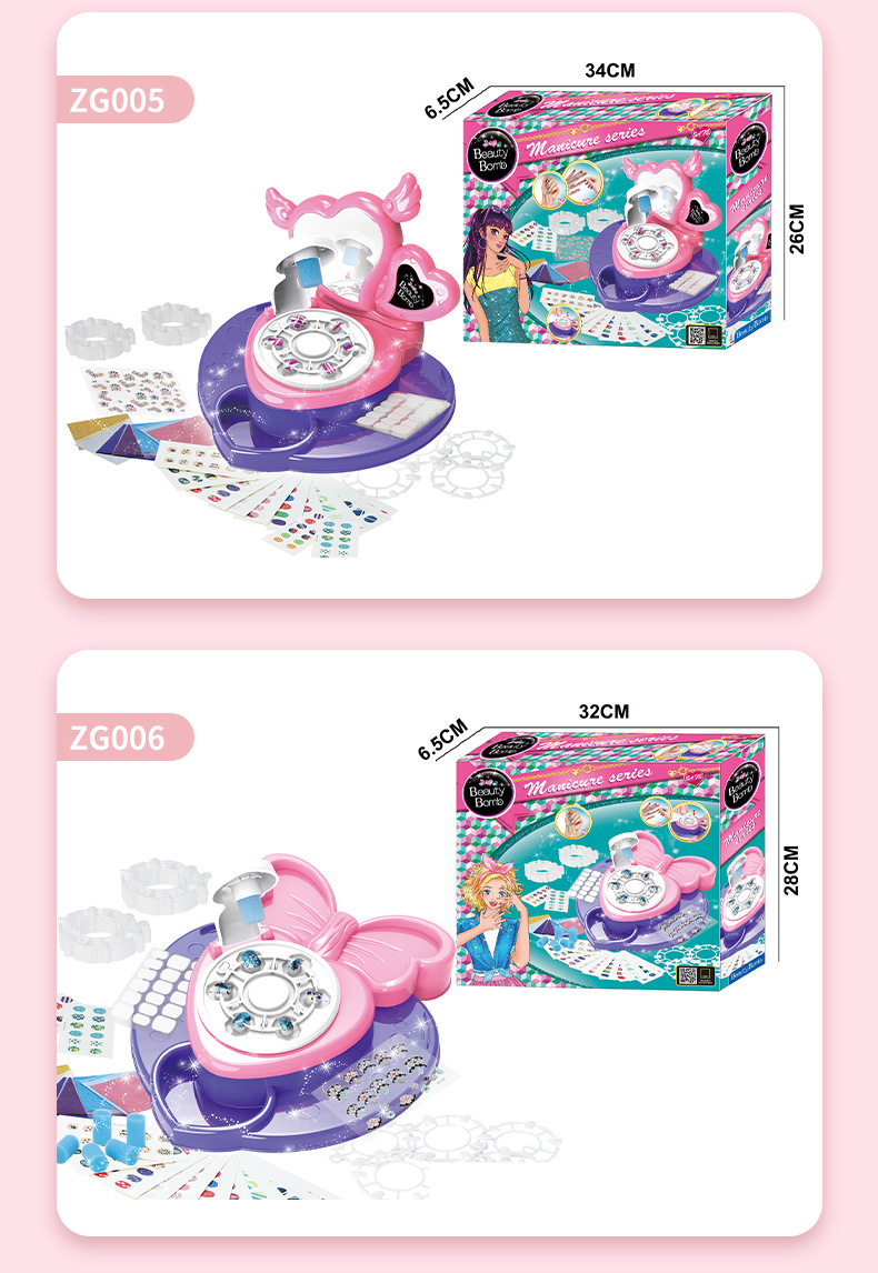 Cross-border Children's Cosmetics Set Vanity Beauty Nail Station Pretend Play DIY Toy Gift Box Wholesale Custom