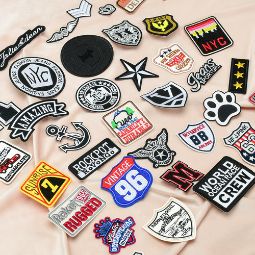 Computerized Embroidered High-Quality Badge English Letter Fabric Backing Adhesive Patch Repair Patch Clothing Accessory Embroidery Label