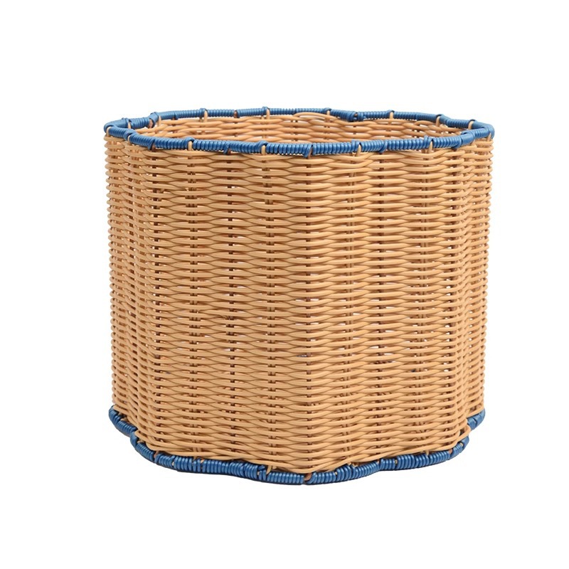 Canasta de almacenamiento de ratán nórdico, cesta de ropa sucia de ratán de imitación tejida a mano, armario de dormitorio para el hogar, cesta de almacenamiento de ropa sucia para el baño