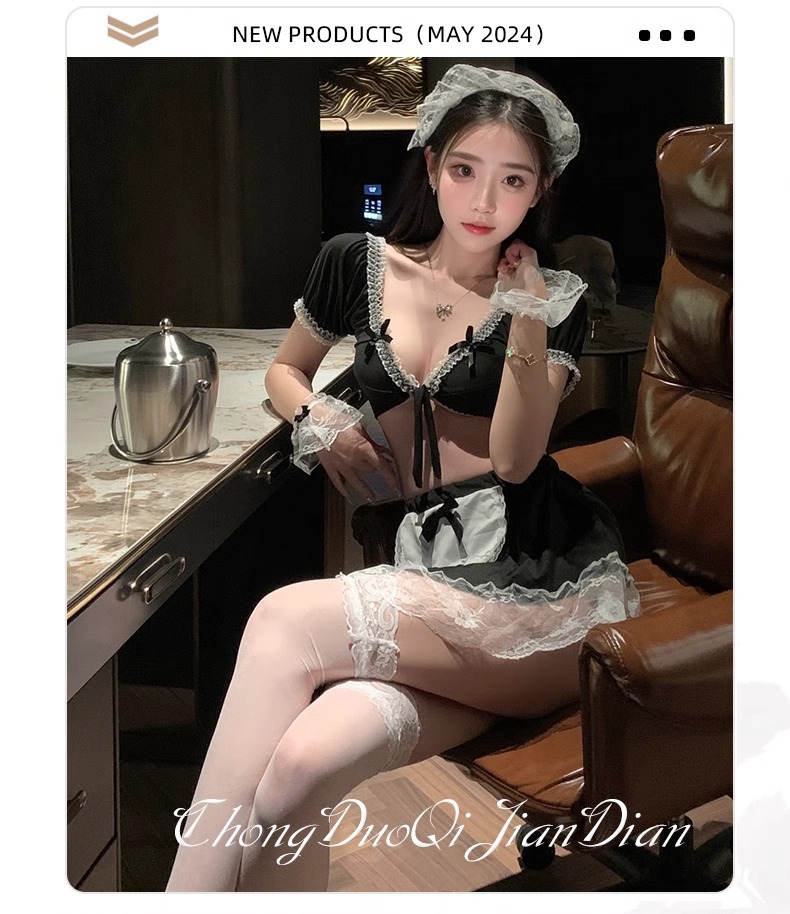 Sexy lingerie sexy maid cute uniform seduction small chest open crotch show big passion free tease pajama suit | Dabongkeer Custom Jewelry