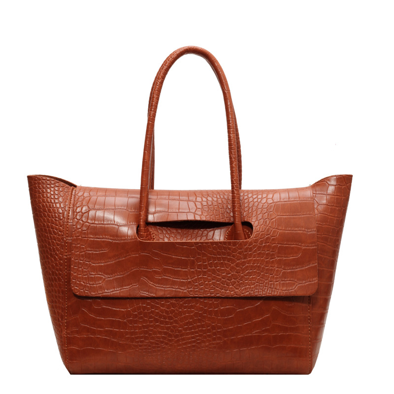 Crocodile-patterned European And American Retro Large-capacity High-quality Crossbody Bag, Business Commuter Handbag,_voghion.com