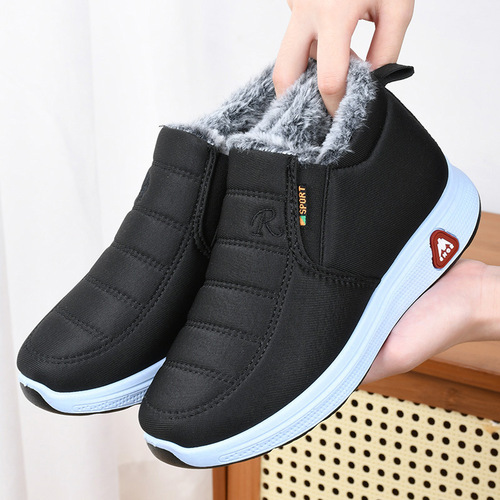 Winter Old Beijing Cloth Shoes Women's Cotton Shoes Mother Shoes Soft Sole Anti-Slip Elderly Cotton Shoes With Fleece Thick Warm Anti-Slip