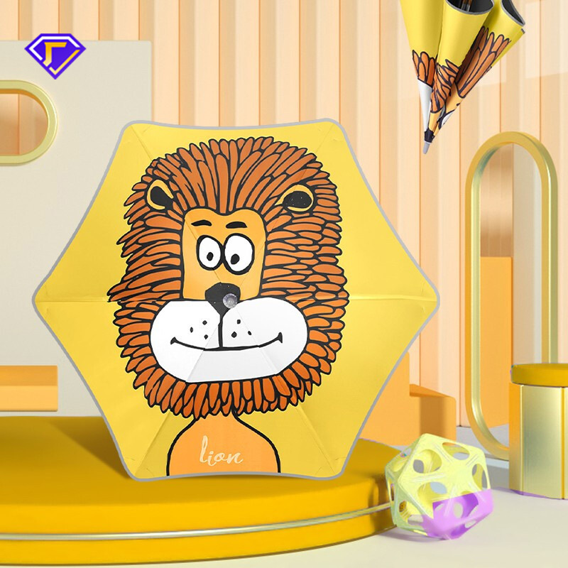 Red Leaf cartoon safety rounded corner anti-stamp children's umbrella kindergarten Primary School students dual-use wholesale advertising umbrella