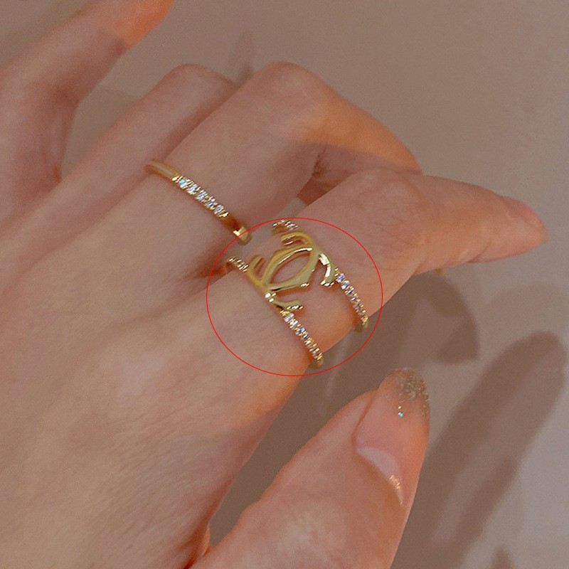 Anillo de circonita de perlas de viento ins, nicho femenino, sentido de alta gama, simple y ligero, anillo de novia de lujo, anillo de apertura de temperamento al por mayor