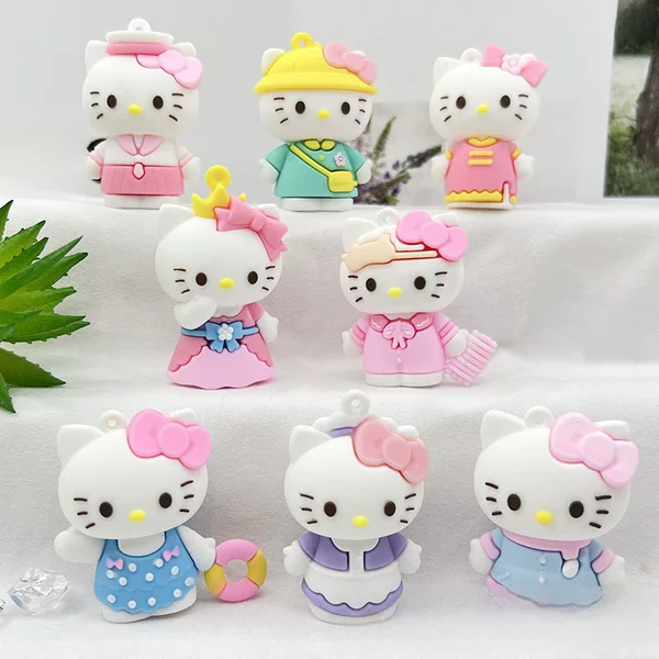 New KT Cat Keychain Pendant Doll Sanrio Keychain Pendant Dropping Glue Hello Kitty Cat Keychain Pendant