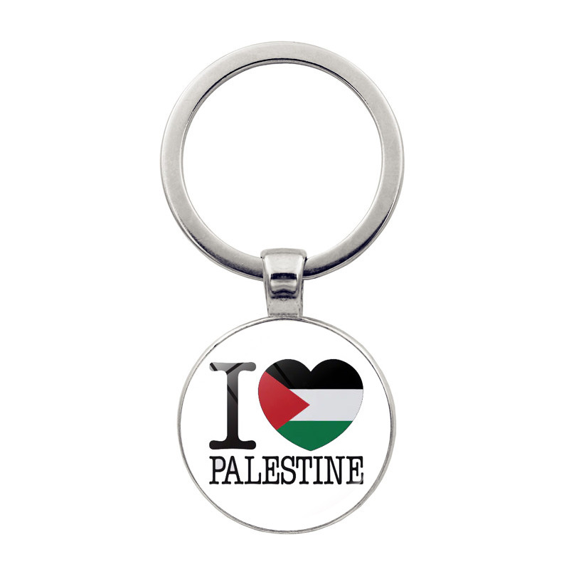Llavero colgante de cristal de la bandera palestina Palestina anti-guerra paz colgante llavero