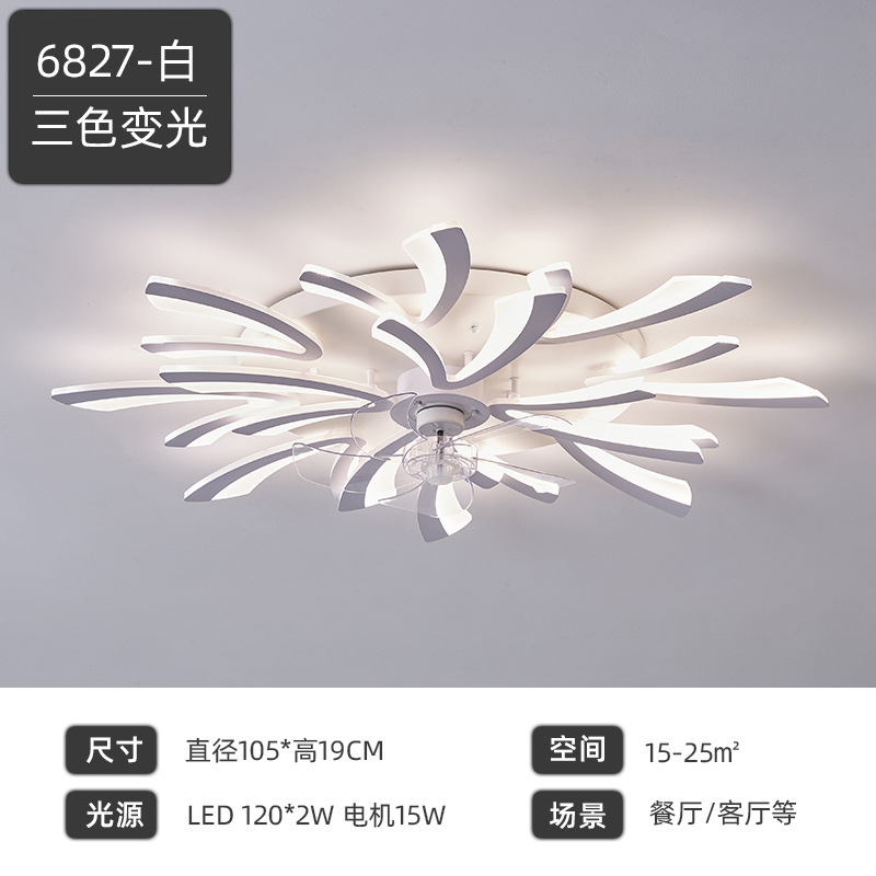Luz de techo de la sala de estar moderna minimalista ultrafino LED inteligente luz Nordic Dandelion comedor dormitorio ventilador Paquete de luz