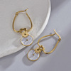 Fashionable earrings stainless steel, 14 carat white gold, wholesale