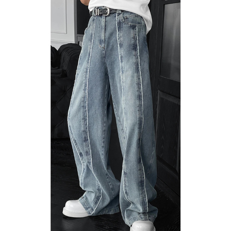 Dragon Knife Summer New Fashion Trendy American Retro Splicing Design Three-Dimensional Versatile Loose Denim Pants