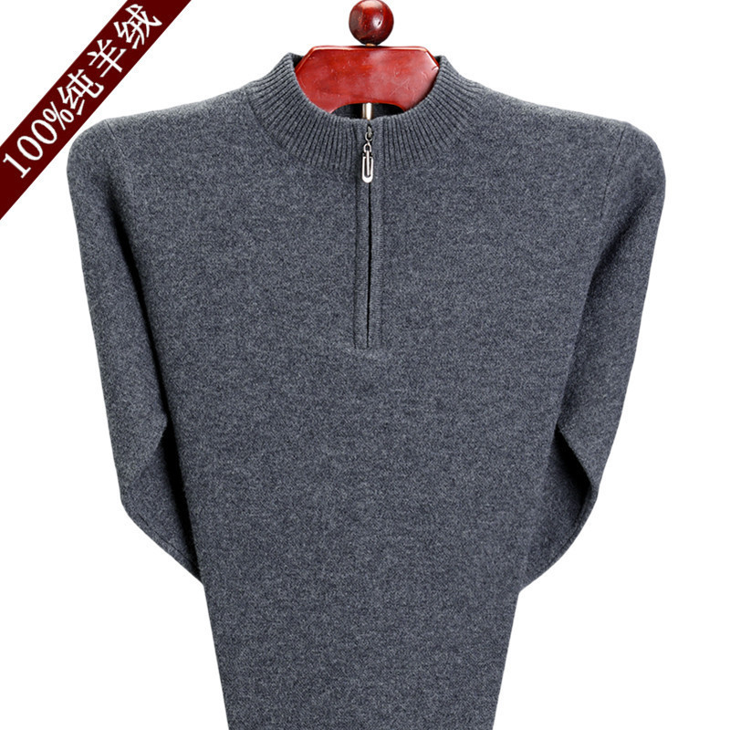 Brand Versatile Cashmere Sweater for Men 2025 Thick Half-Zip Collar Middle-Aged Men's Wool Sweater Warm Men's Clothing Sweater