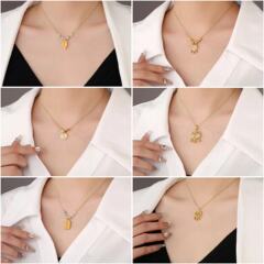 Zhaomi Ping An ロックネックレス女性のイミテーションシルバーライト高級ニッチ転送ビーズ長寿ロックペンダントガールフレンドへの誕生日プレゼント