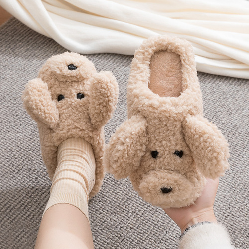 Cotton slippers for women in autumn and winter, cute, home use, postpartum period, fashionable indoor non-slip warm plush cotton slippers for men