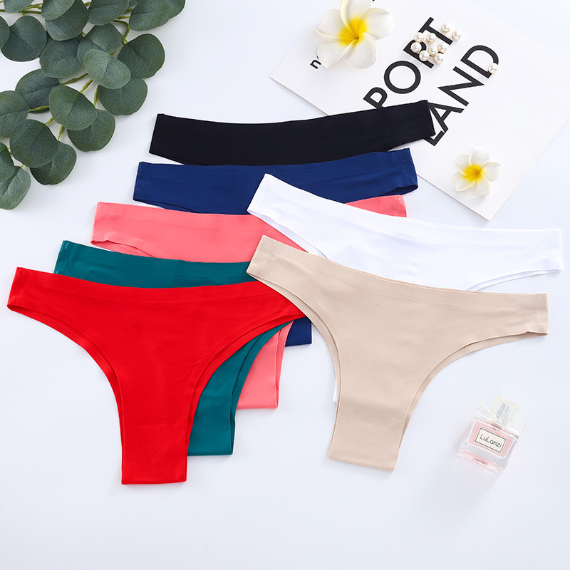 Cross-border trade Brazil thong women's underwear sexy European and American one-piece seamless Ice Silk sports large size T pants