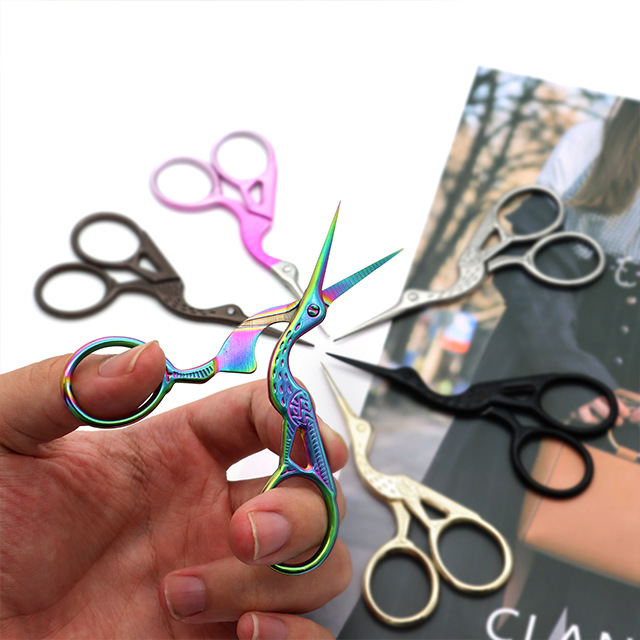 Tijeras de Grulla Acero Inox — Costura, Bordado, Estilo Retro