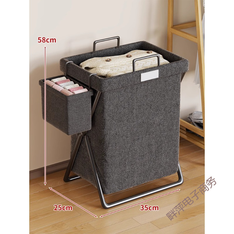 Foldable Laundry Basket, foldable bedroom storage bin, fabric hamper with side sock pocket, multi-size