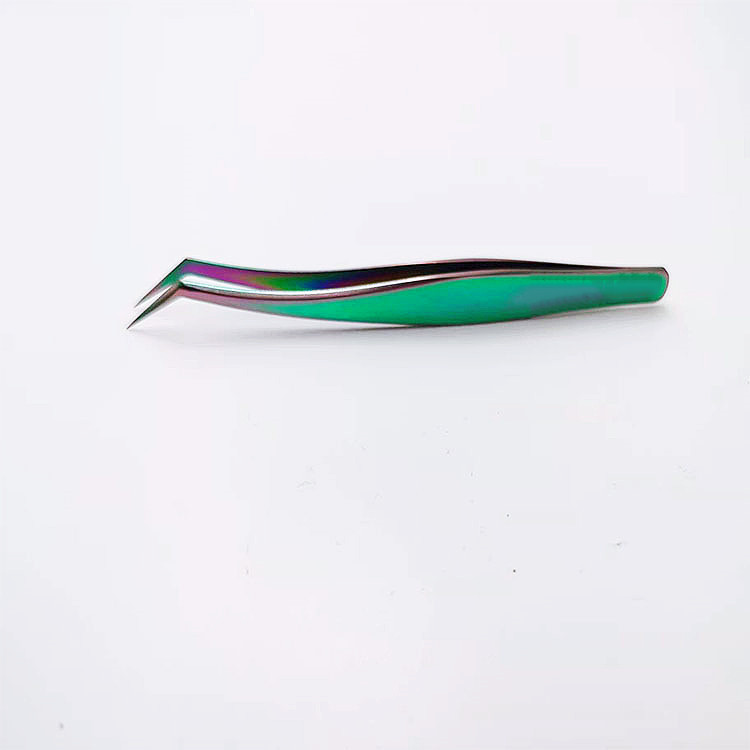 电镀彩钛美睫专用嫁接睫毛镊子高精度开花假睫毛夹子金羽夹