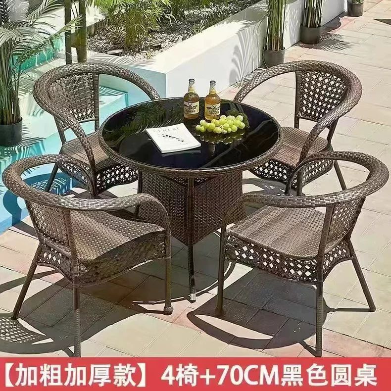 의자 4개 + 원형 테이블 70개 [무료 쿠션]