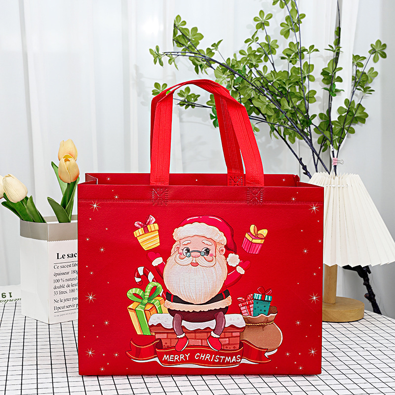 新しいラミネート不織布バッグクリスマスギフトバッグスポットクロスボーダーハンドバッグ熱プレス立体バッグ広告ショッピングバッグ|undefined