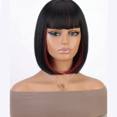 ヨーロッパとアメリカのウィッグクロスボーダー新しいスタイルのストレートヘア前髪ショートヘアボブヘア女性のためのAmazon AliExpressヘッドギア