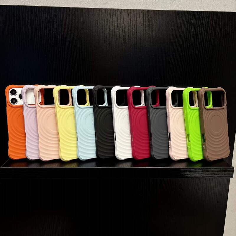 17 Suitable for iPhone 18Pro Solid Color Wave Ring Case 16/15 Apple 14 Anti-Fall 13 Mobile Phone Case 12/11