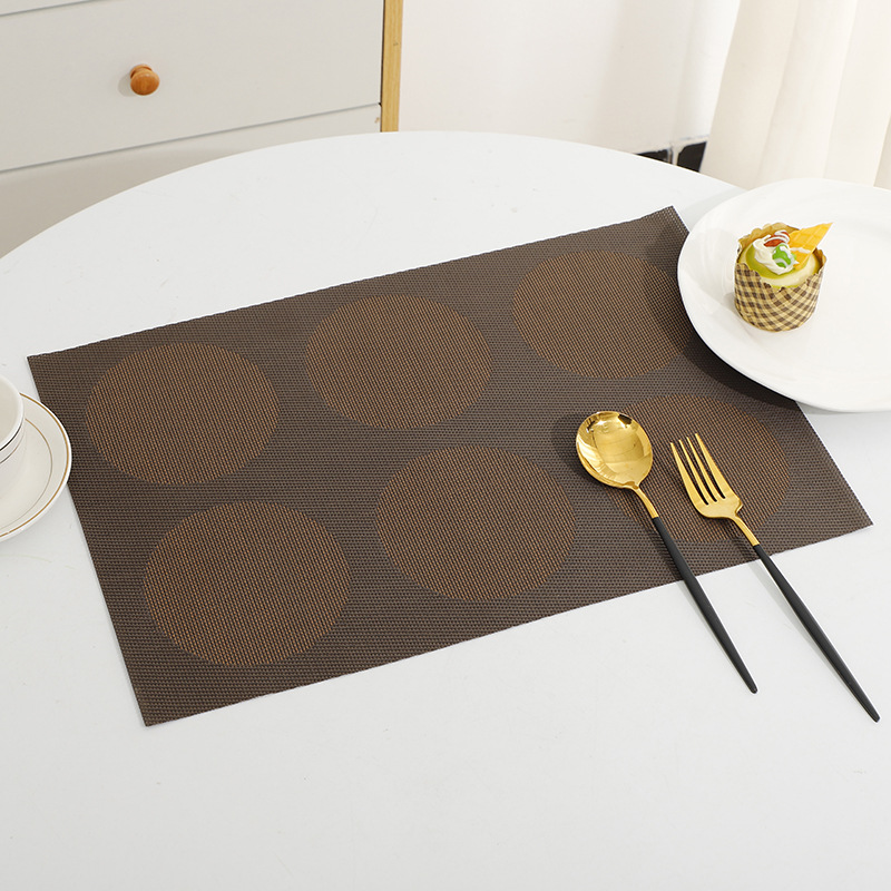 厂家直销六圆PVC编织餐垫PVC编织图案餐垫防水防油涤纶餐厅餐桌垫详情3