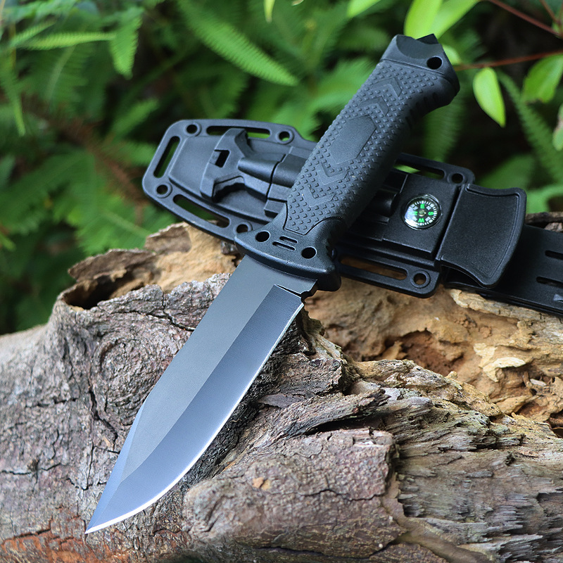 Supervivencia al aire libre cuchillo recto multifuncional salvaje supervivencia brújula cuchillo direccional ventana herramienta de supervivencia portátil cuchillo recto pequeño