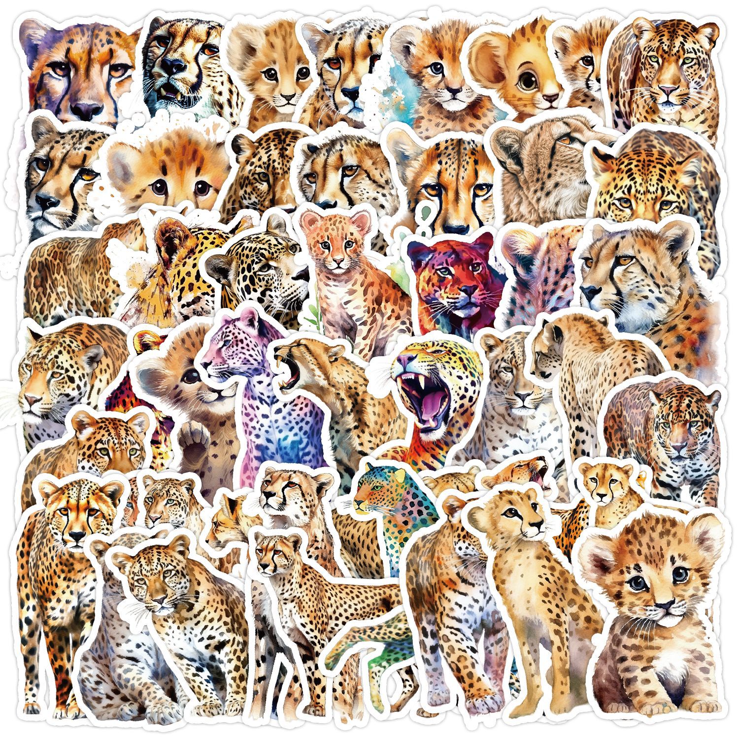50张非洲豹涂鸦贴纸汽车手机行李箱装饰贴画防水创意儿童卡通贴纸
