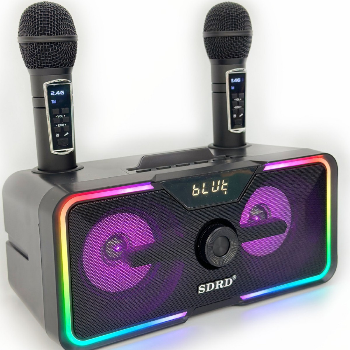 Sd-215 Bluetooth Audio Wireless Karaoke Microphone Home Ktv Speaker Integrated Double Microphone Rgb Light