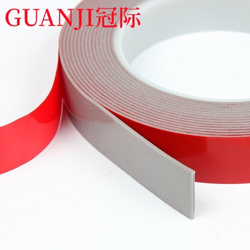 Acrylic double-sided tape 0.8MM powerful LED light strip red film gray glue easy to tear billboard car rain shield double-sided tape
