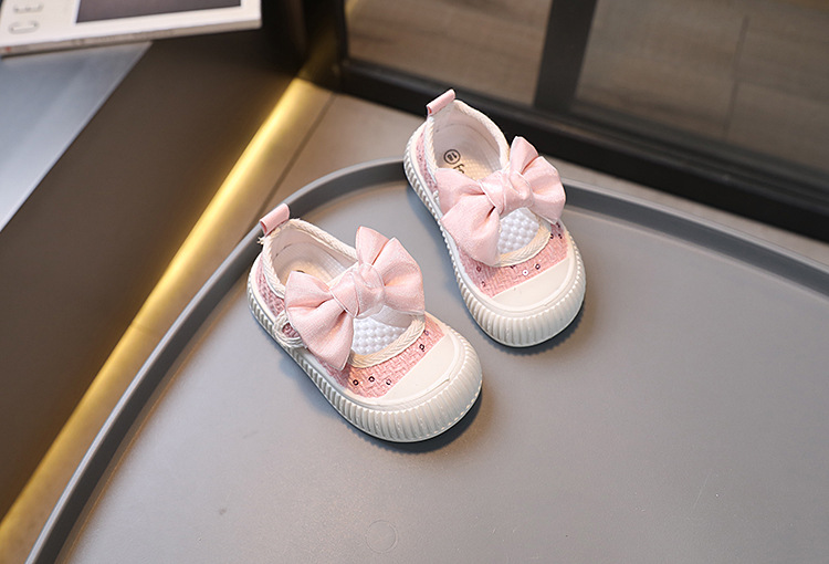 Per bambini 2024 Primavera e Autunno Nuova edizione coreana casual Scarpe con bocca quadrata in tela per ragazza 1-3 anni_voghion.com